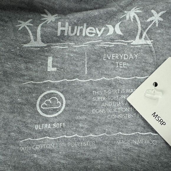 Hurley Mens Everyday Aloha Graphic Short Sleeve T-Shirt Gray L - Picture 4 of 5